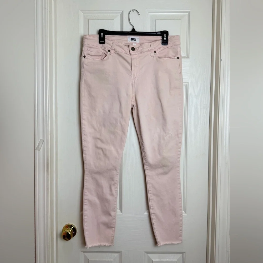 PAIGE pink mid-rise straight leg Jeans size 32